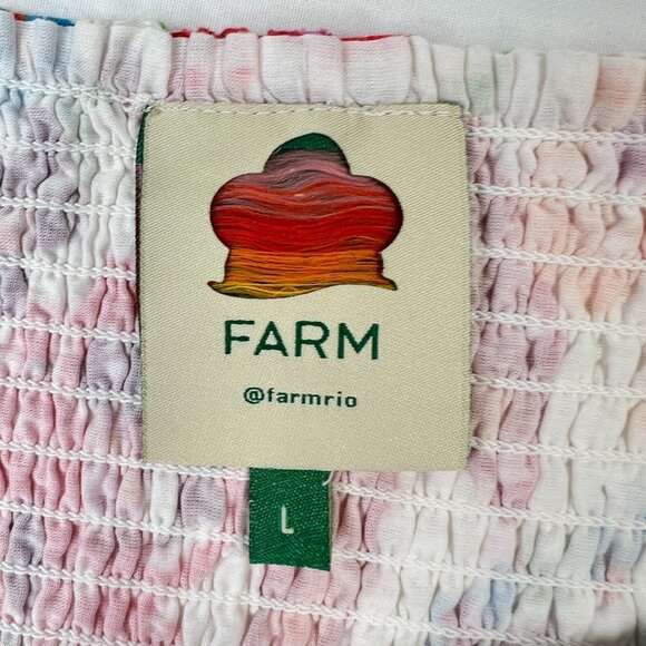 Farm Rio Spring Bananas Mini Skirt Smocked Stretch Floral Multicolor LARGE - Picture 10 of 16